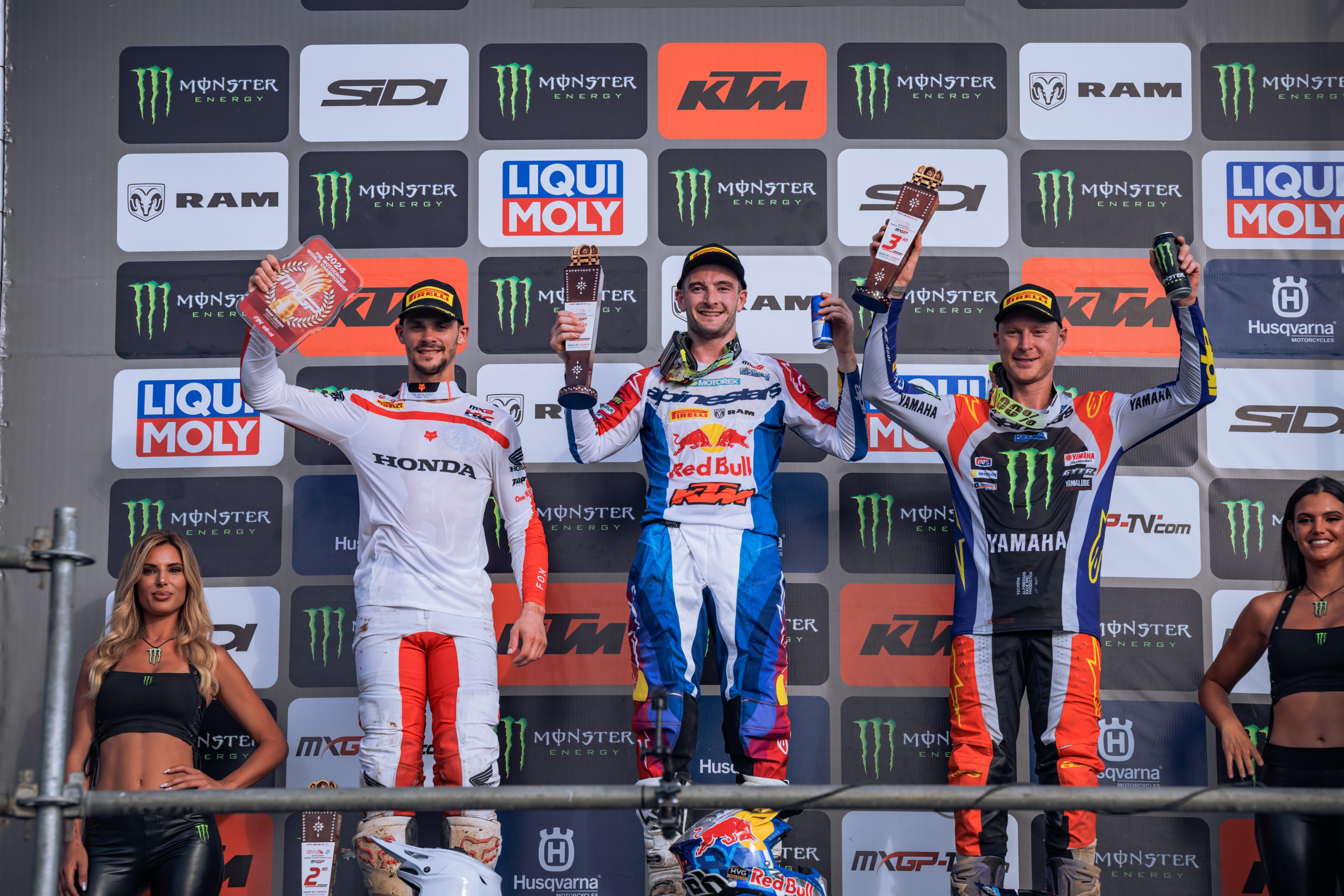 il podio MXGP del GP di Lombok 2024