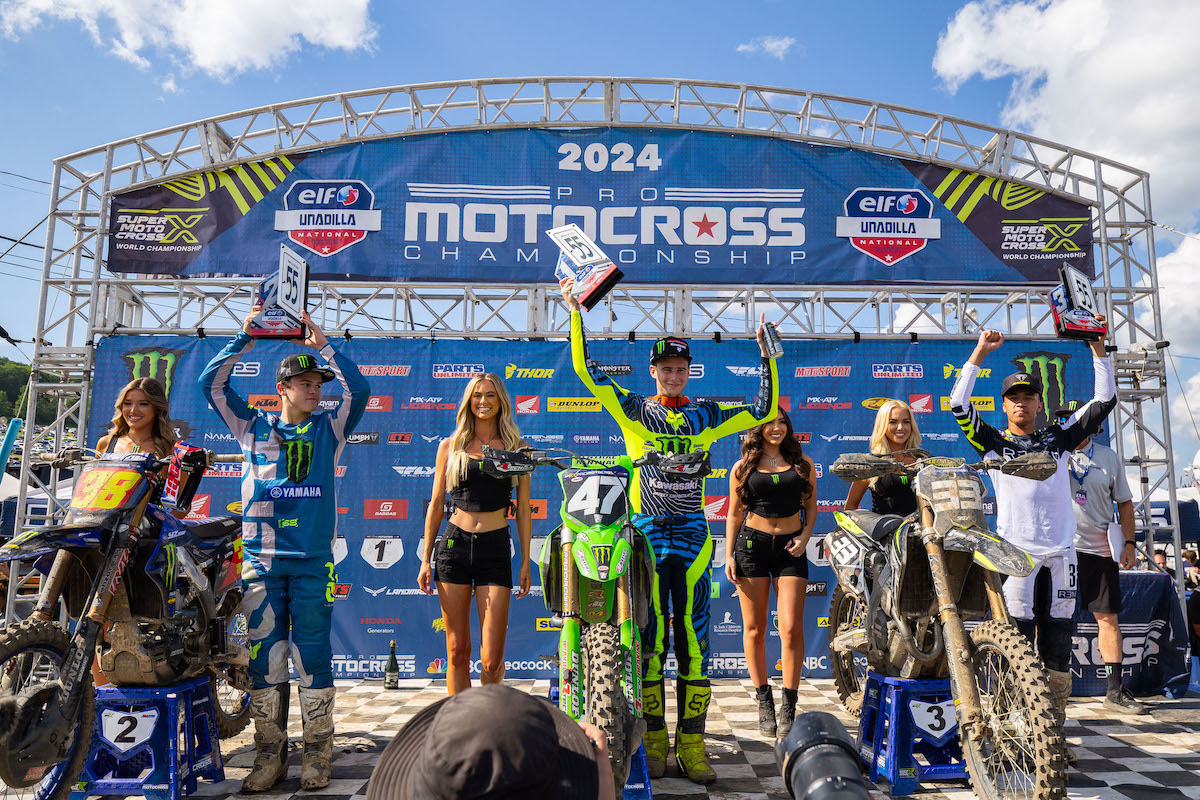 Il podio classe 250 Pro Motocross a Unadilla