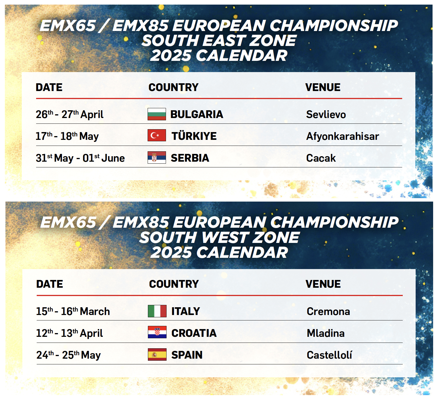 EMX65-85 Calendari Sud 2025