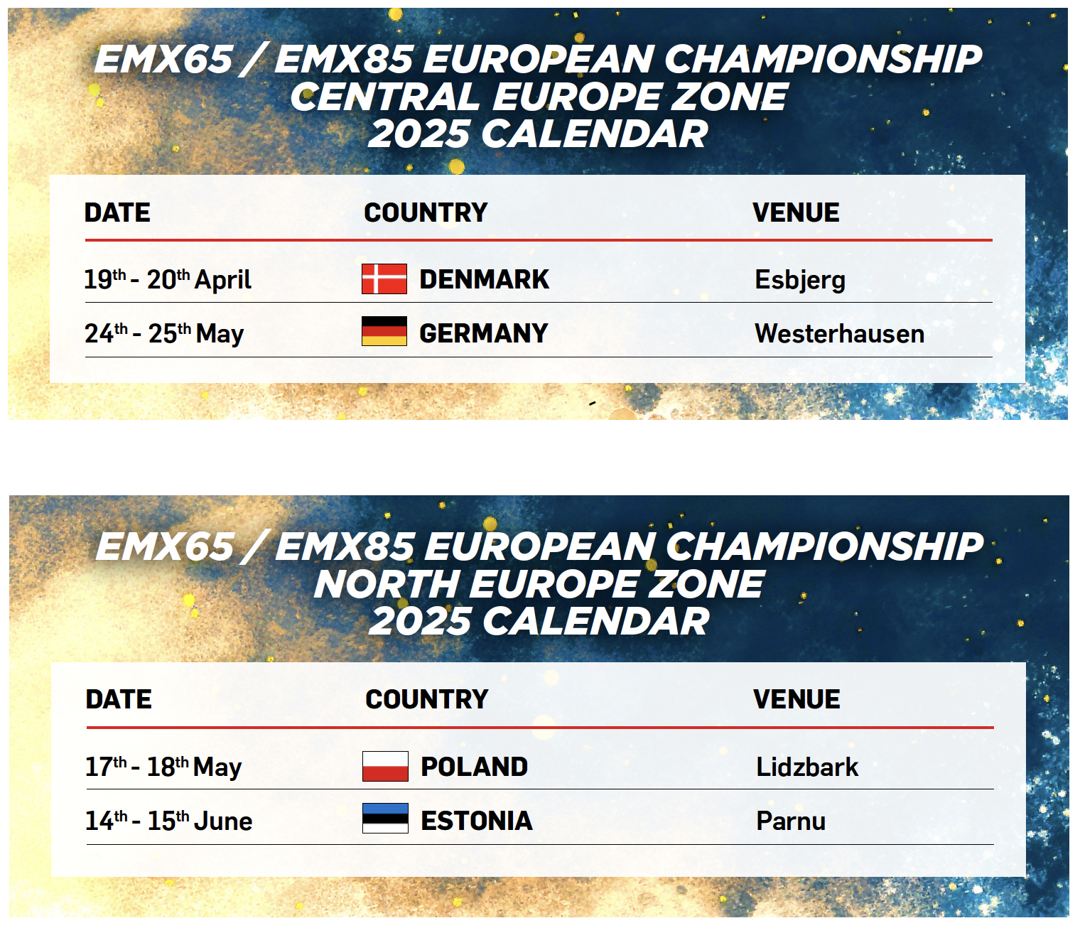 EMX65-85 Calendari centro e nord selettive 2025