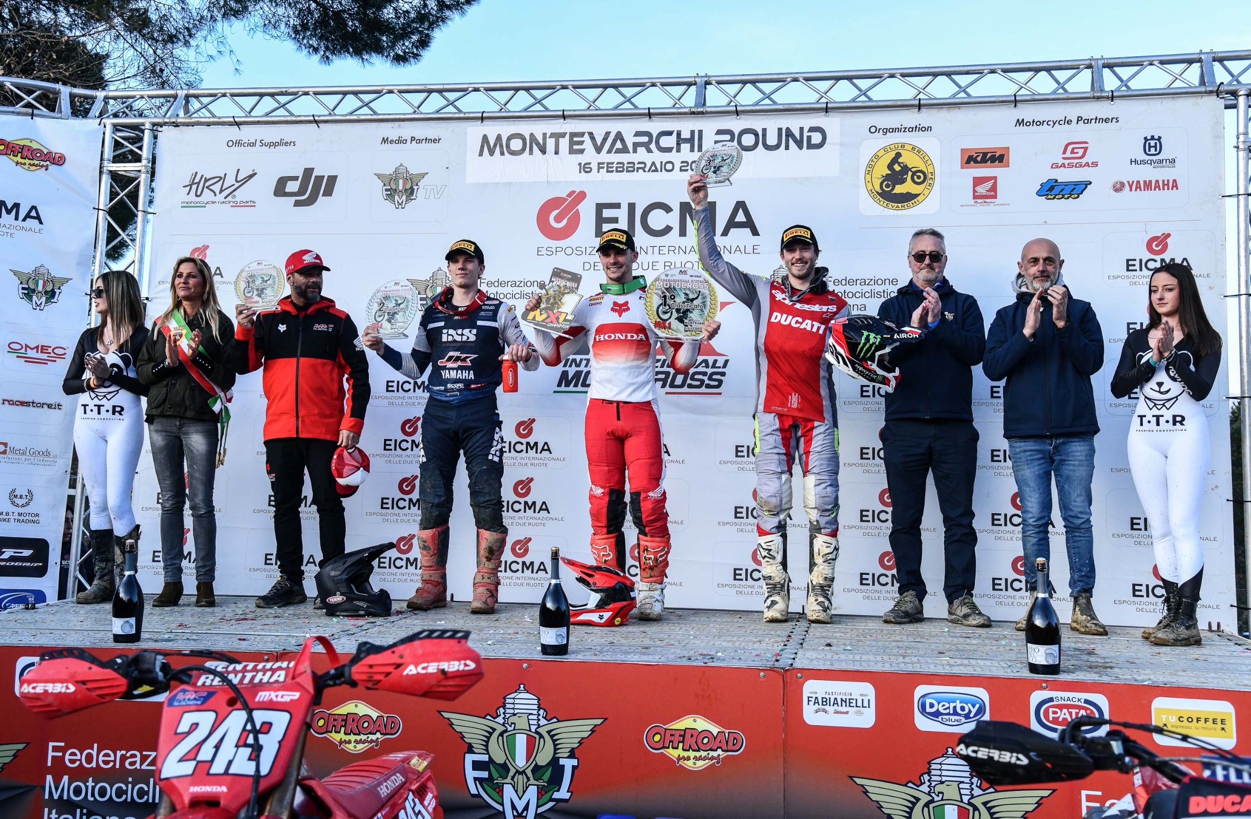 Il podio di giornata MX1 a Montevarchi