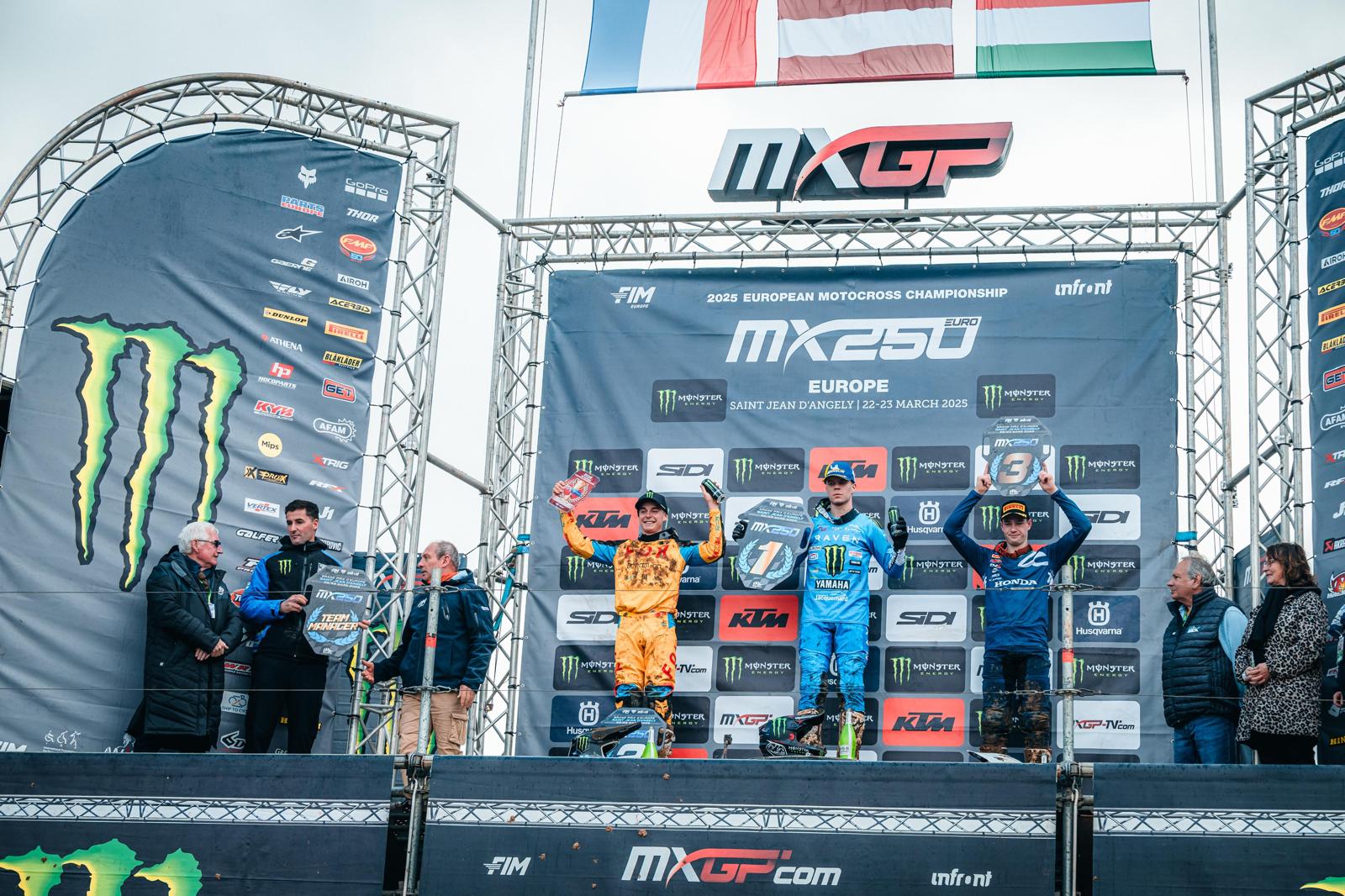 il podio EMX250 del GP d'Europa 2025