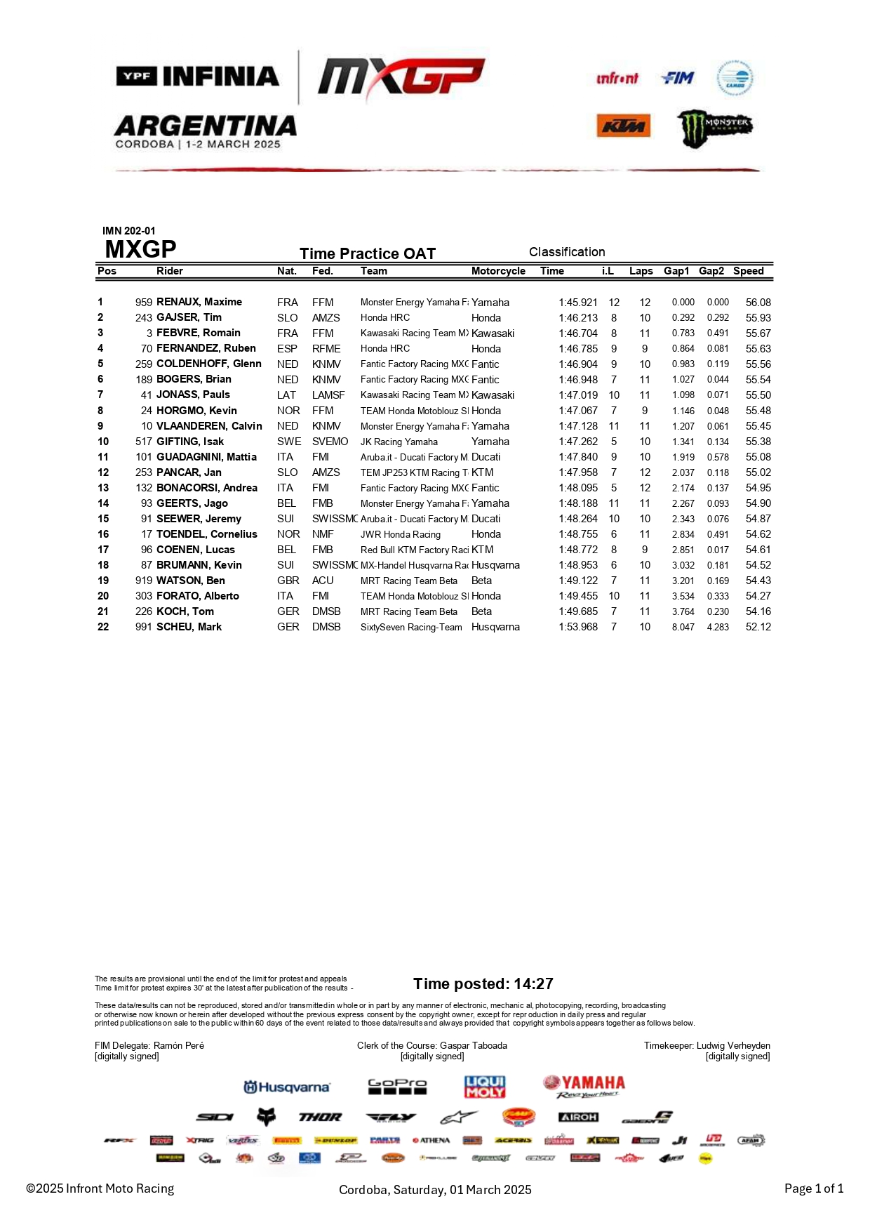 Time Practice OAT MXGP